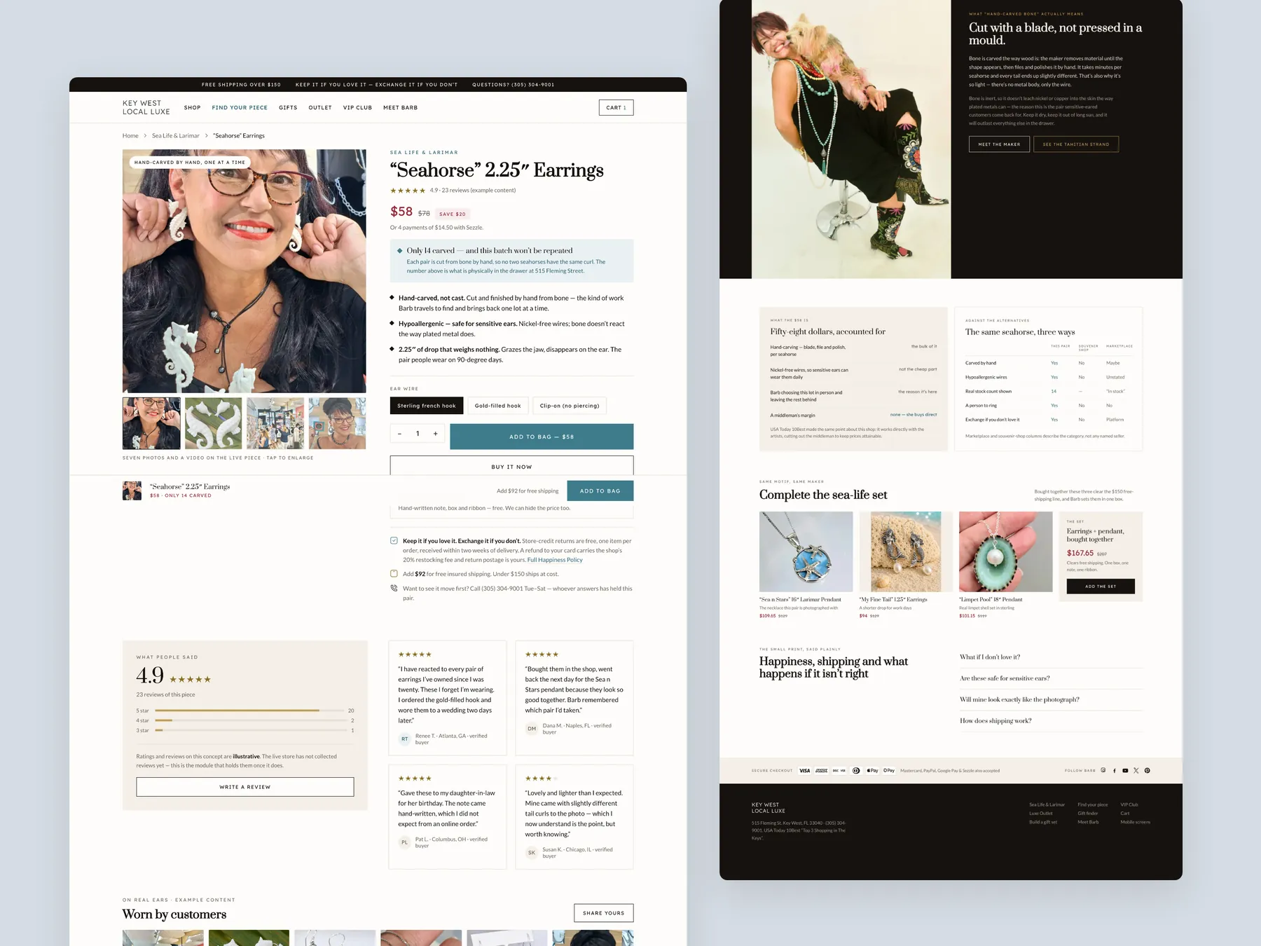 Key West Local Luxe concept redesign: Product page, two tall columns