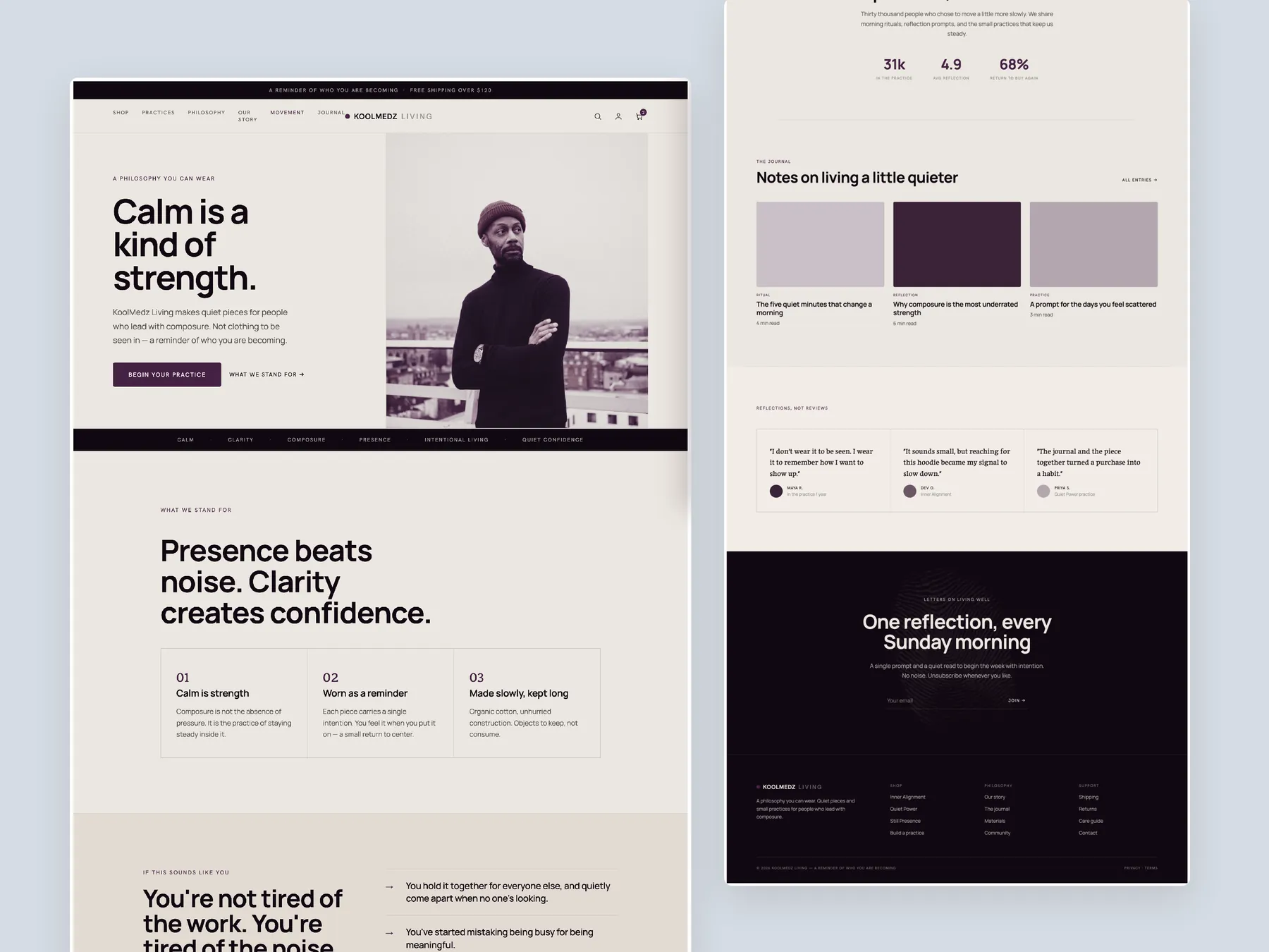 KoolMedz concept redesign: Homepage, two tall columns