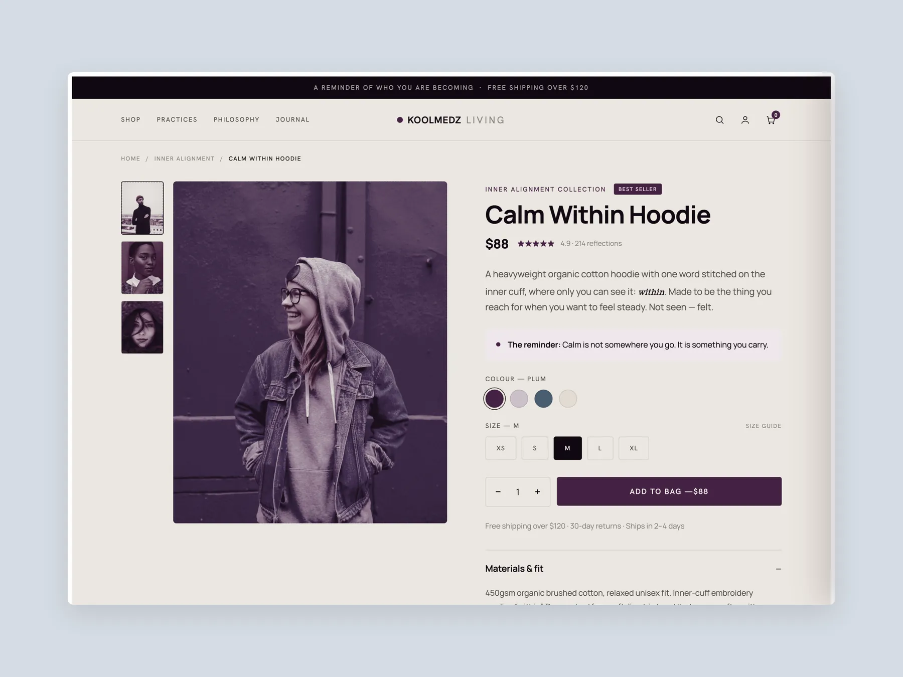 KoolMedz concept redesign: Product page first screen: header and buy box