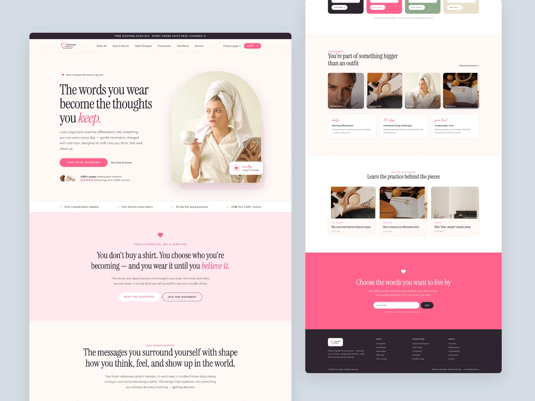 Love Lingo concept redesign: Homepage, two tall columns