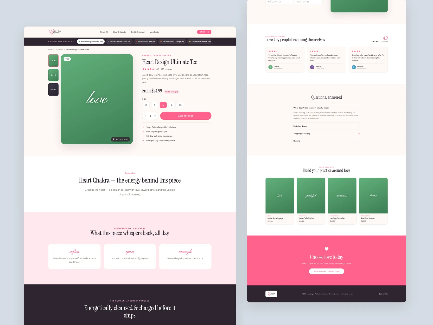 Love Lingo concept redesign: Product page, two tall columns