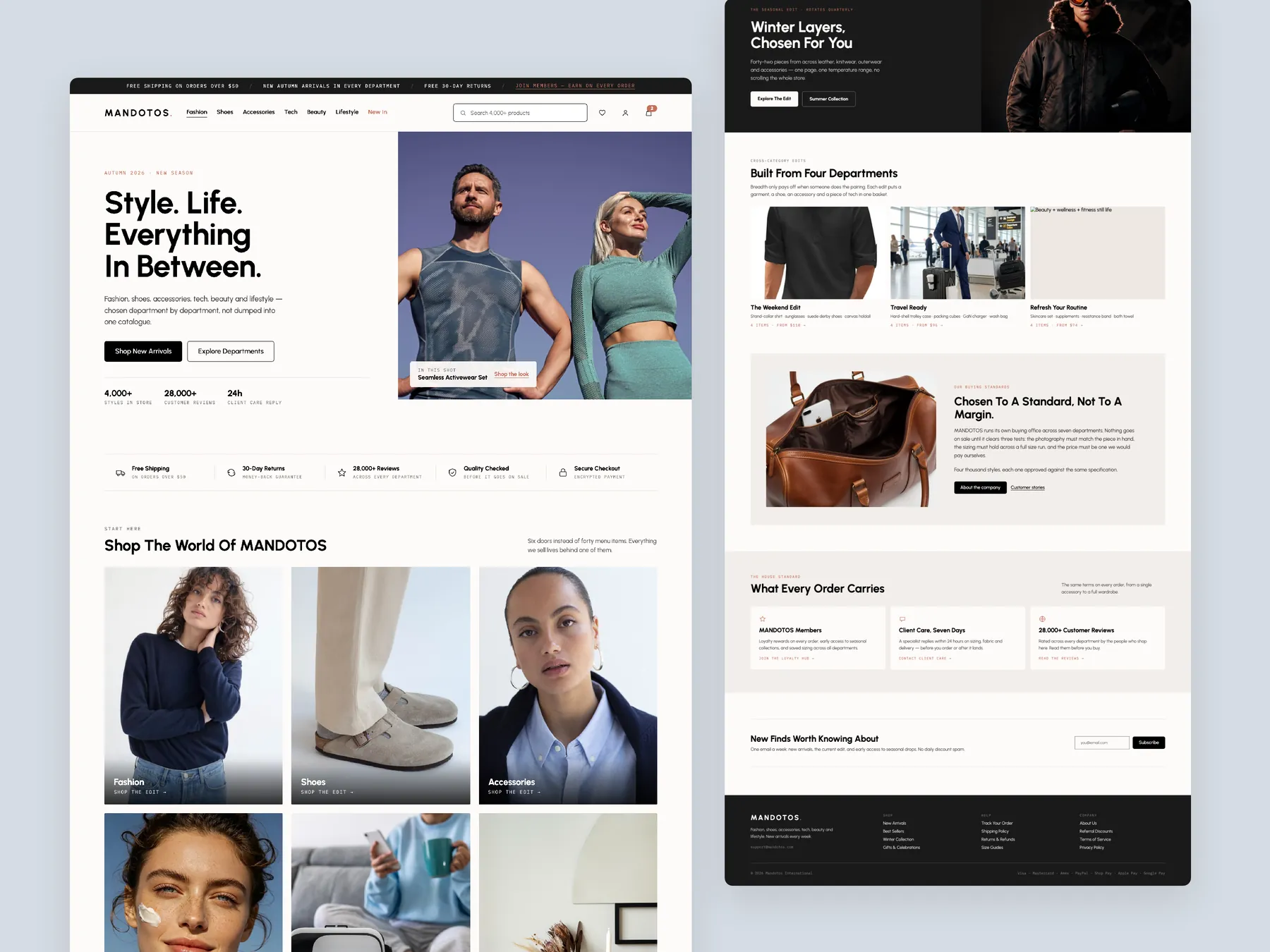MANDOTOS concept redesign: Homepage, two tall columns