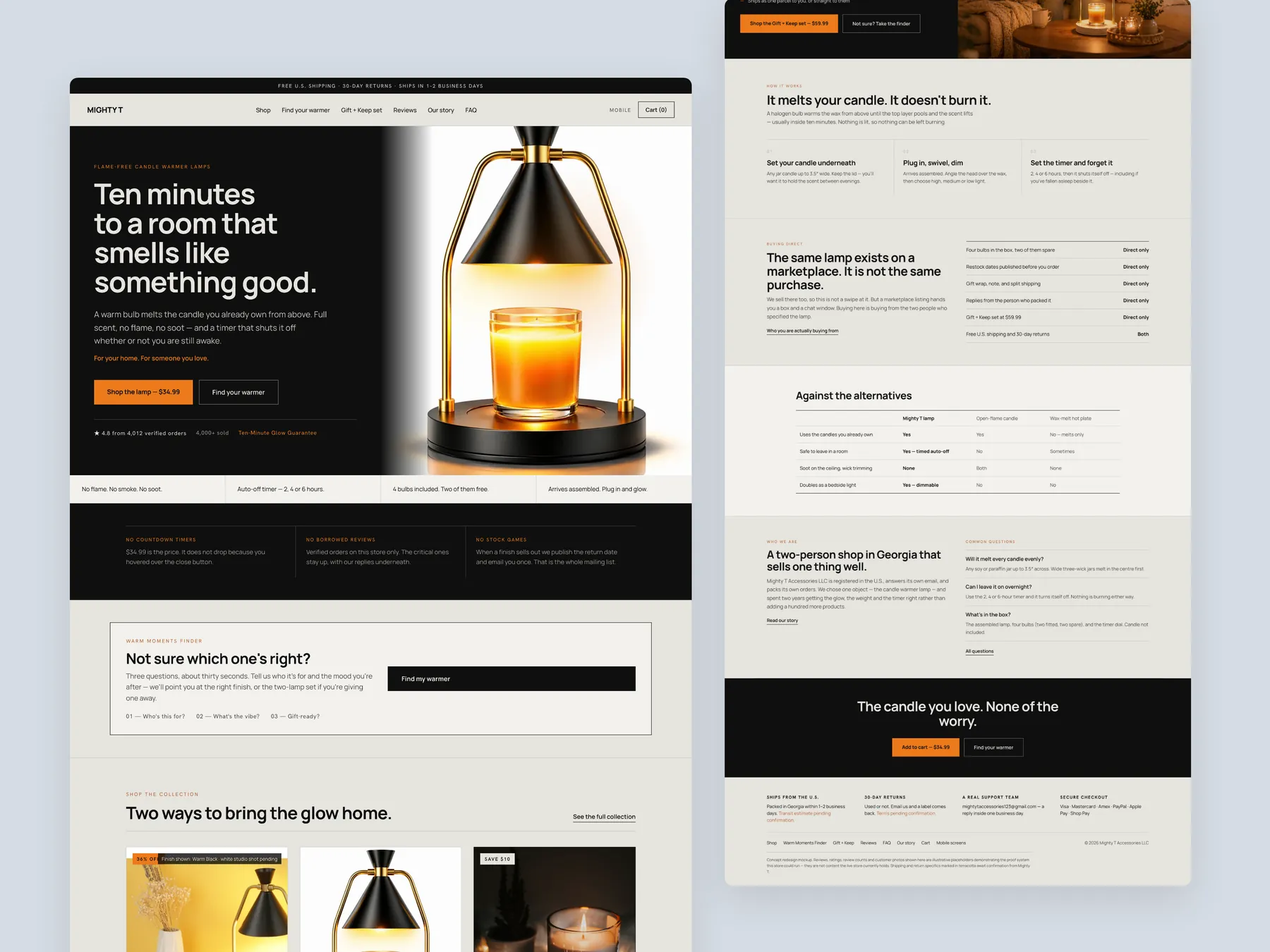 Mighty T Shop & Save concept redesign: Homepage, two tall columns