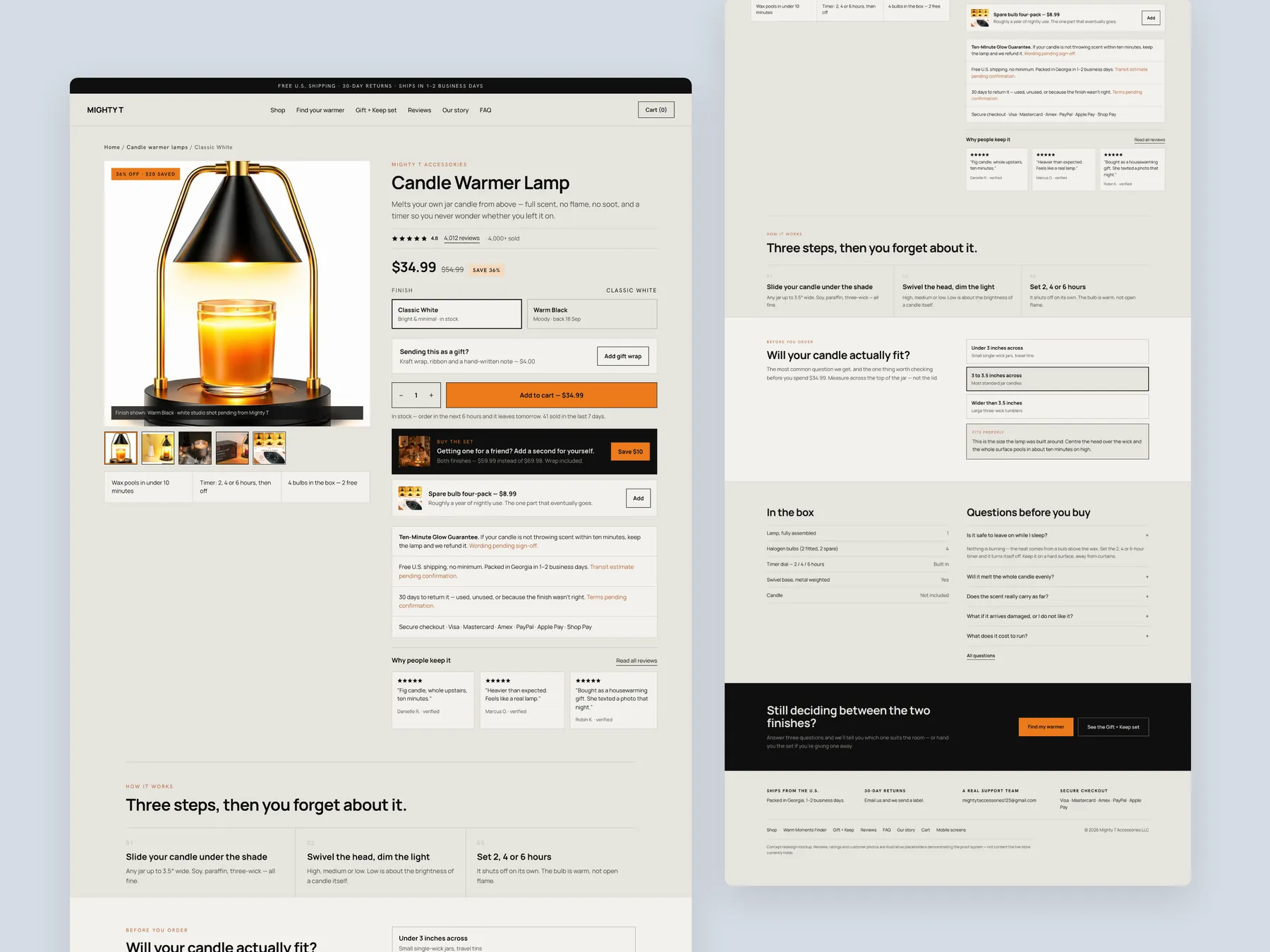 Mighty T Shop & Save concept redesign: Product page, two tall columns