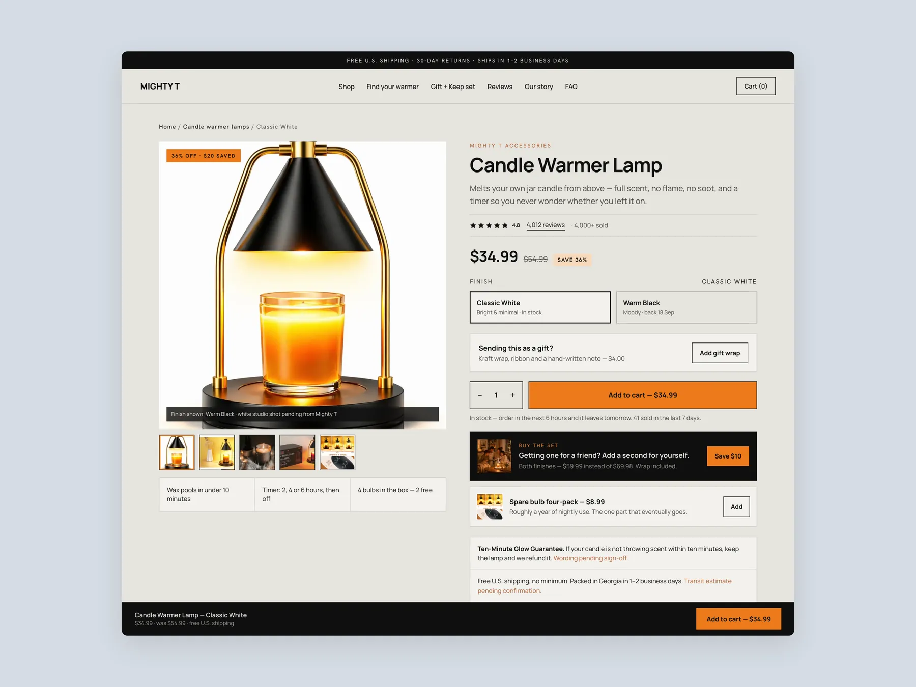 Mighty T Shop & Save concept redesign: Product page first screen: header and buy box
