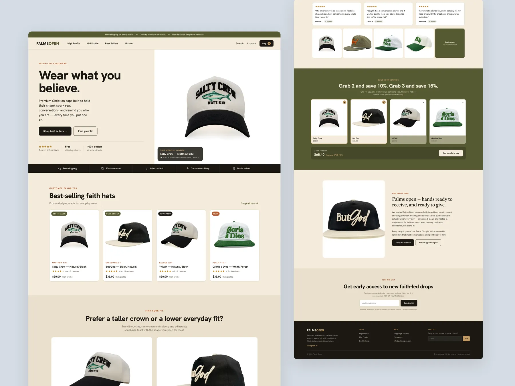 Palms Open concept redesign: Homepage, two tall columns
