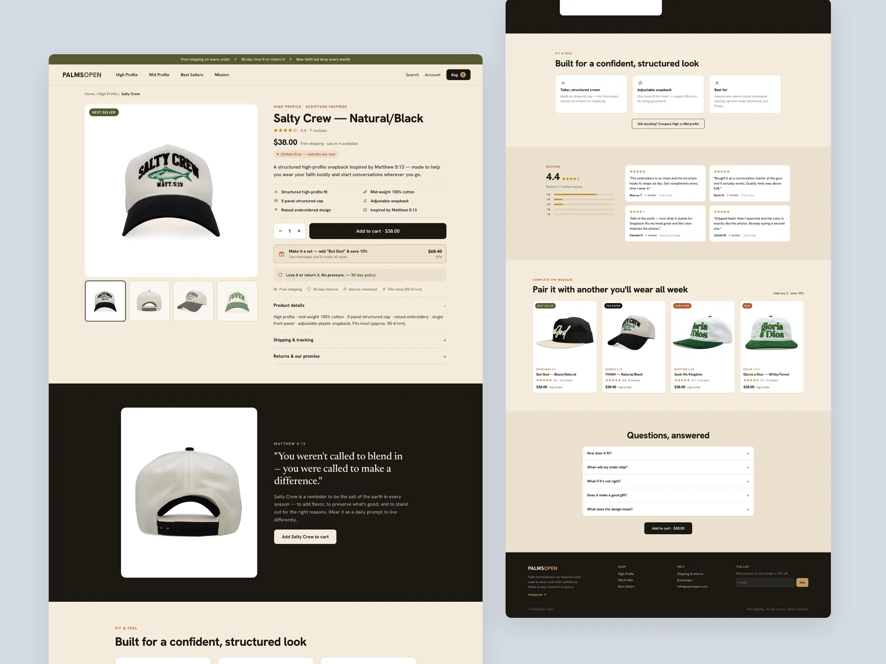 Palms Open concept redesign: Product page, two tall columns
