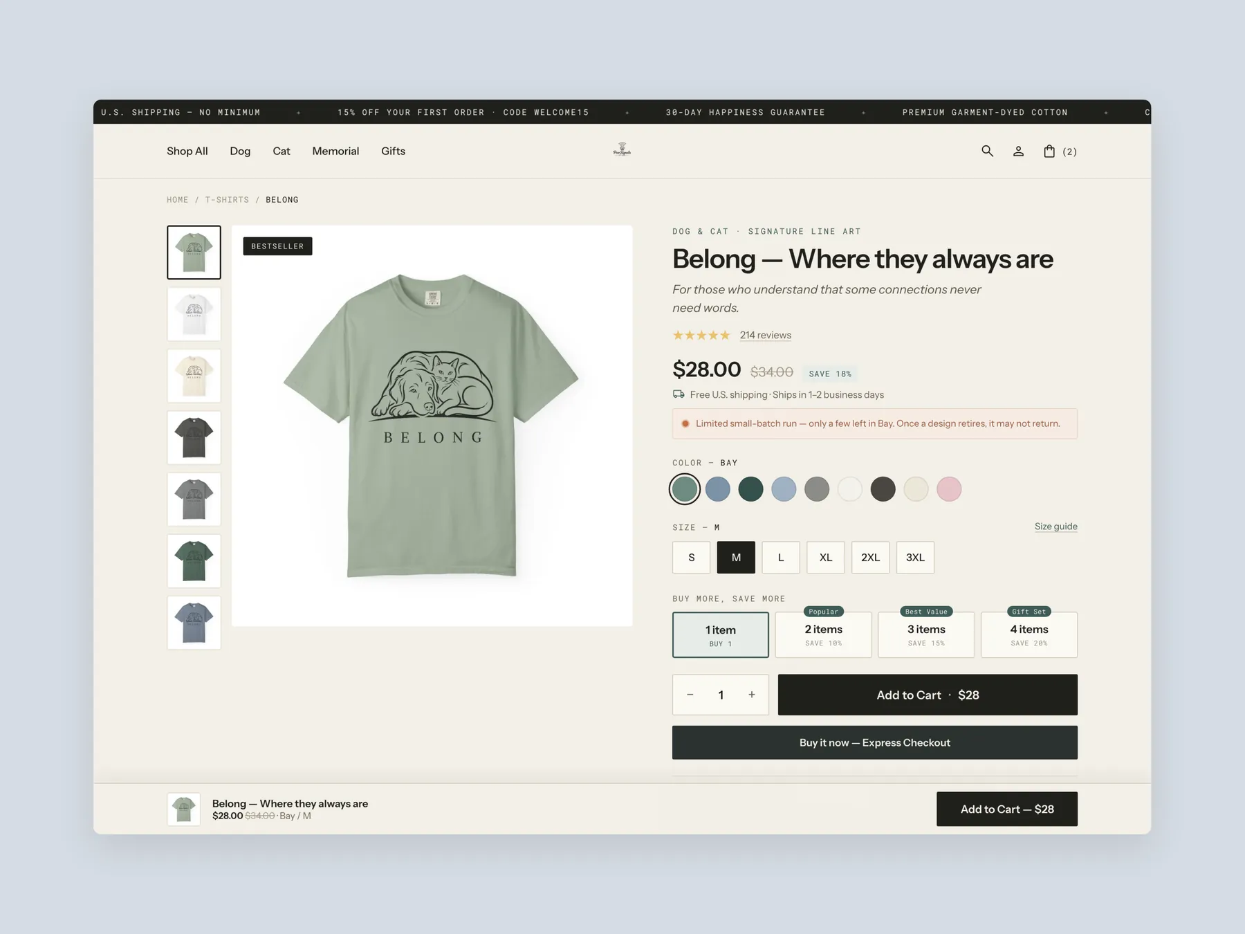 Paw Signals concept redesign: Product page first screen: header and buy box