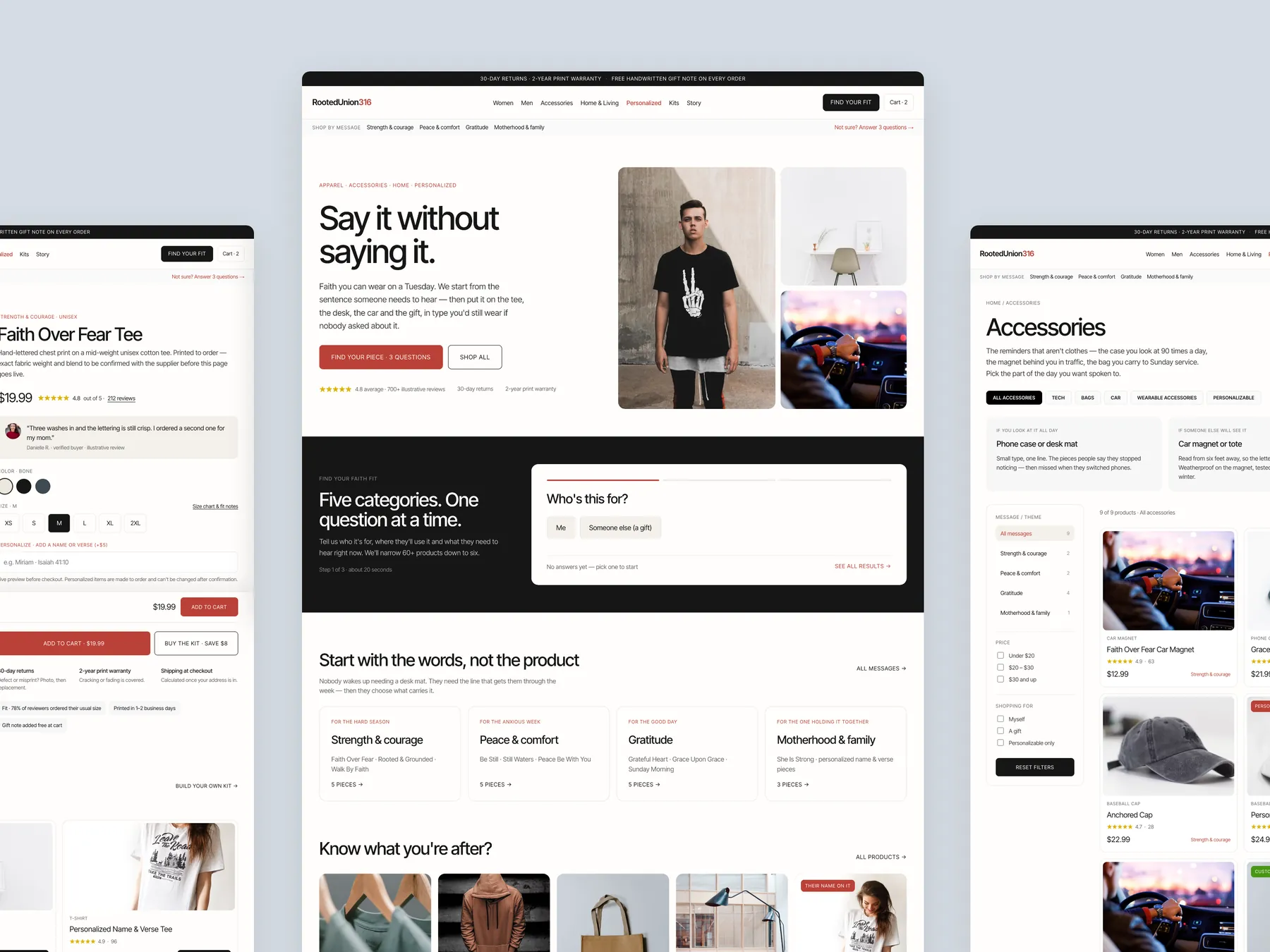 Rick Cuza Entertainment concept redesign: Homepage centre, product left, collection right