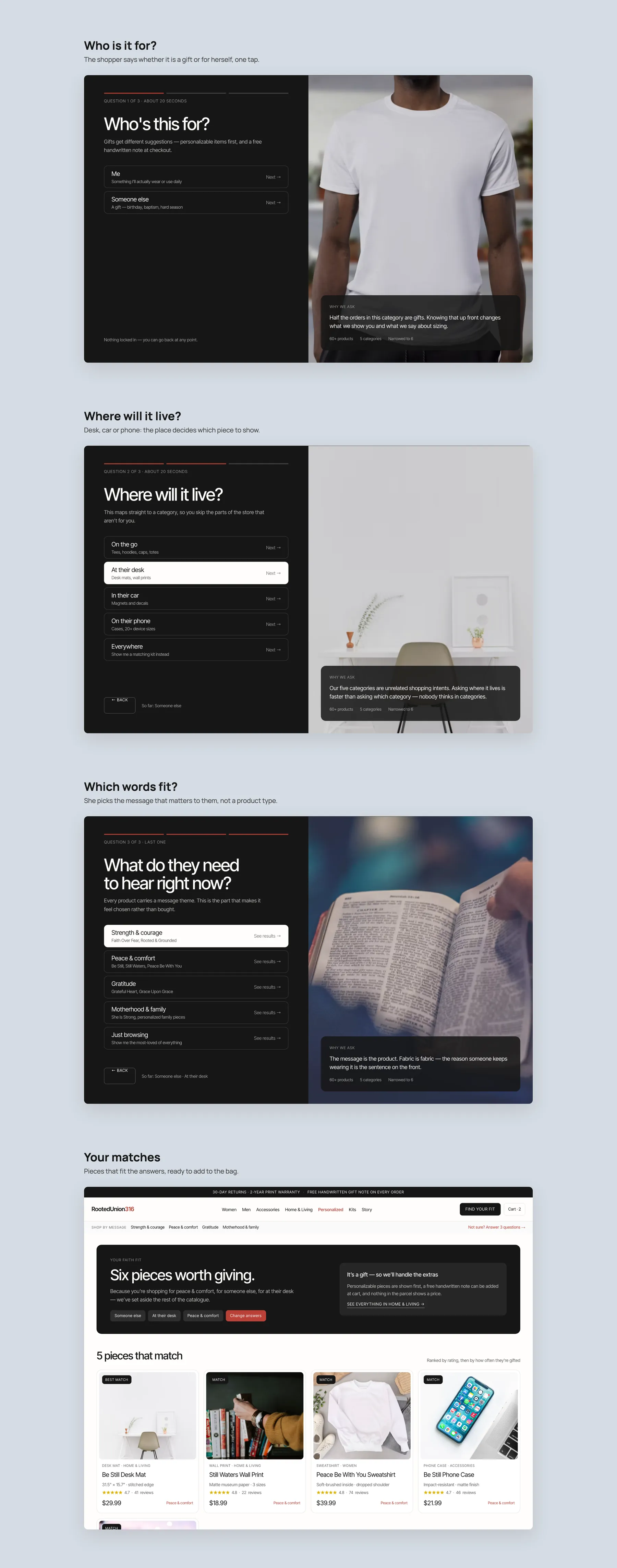 Rick Cuza Entertainment concept redesign: Who's this for quiz, step by step