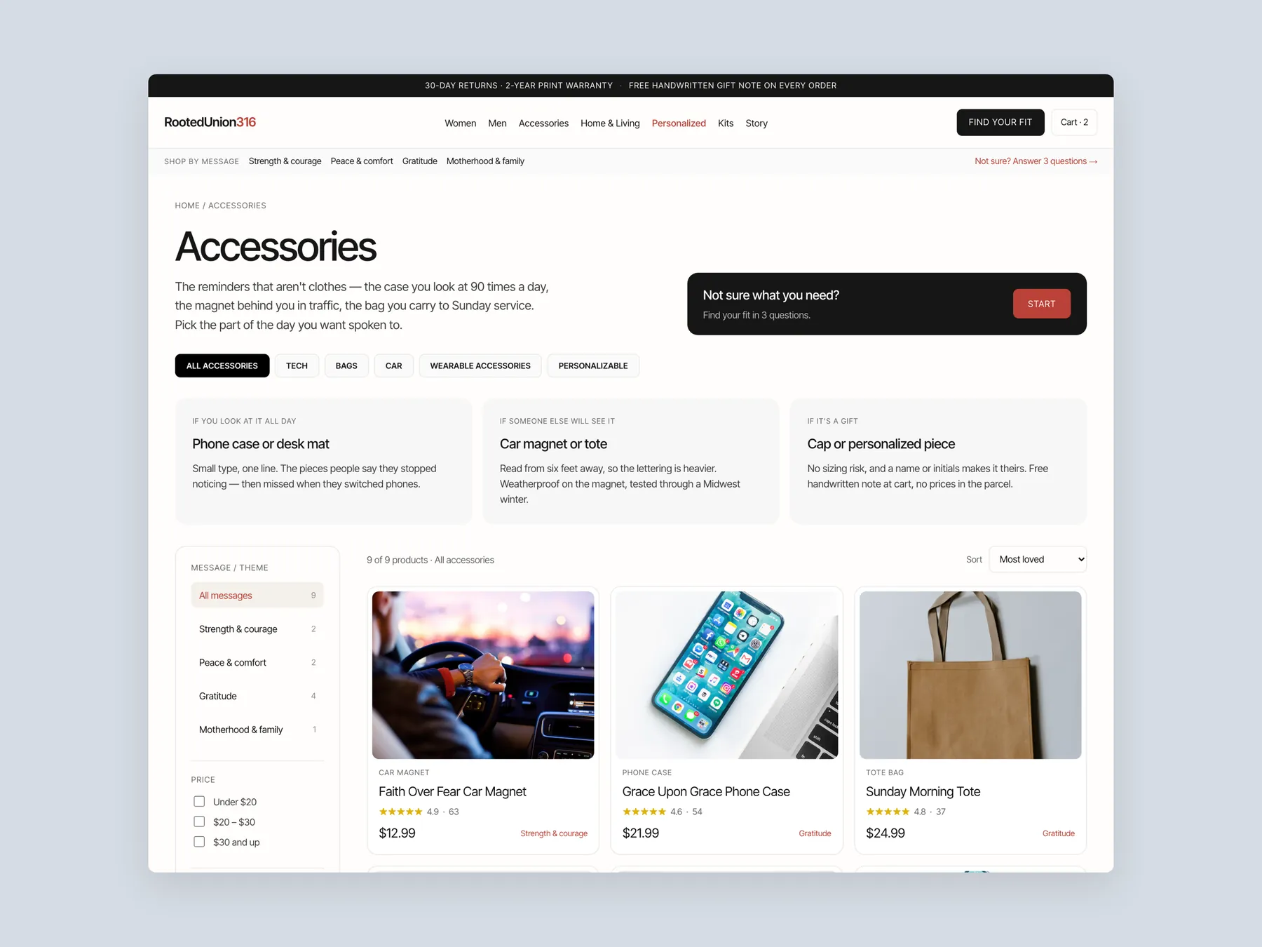 Rick Cuza Entertainment concept redesign: Collection page first screen: header, filters, first row