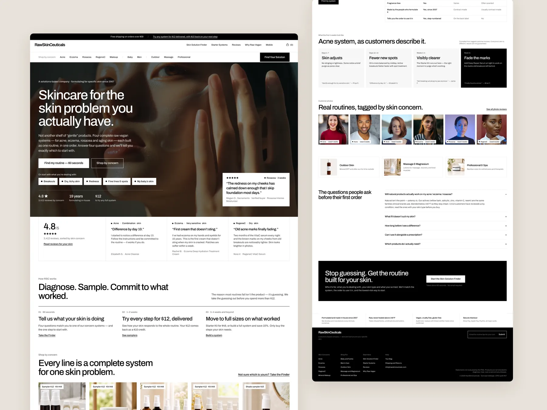 RSC Naturals concept redesign: Homepage, two tall columns