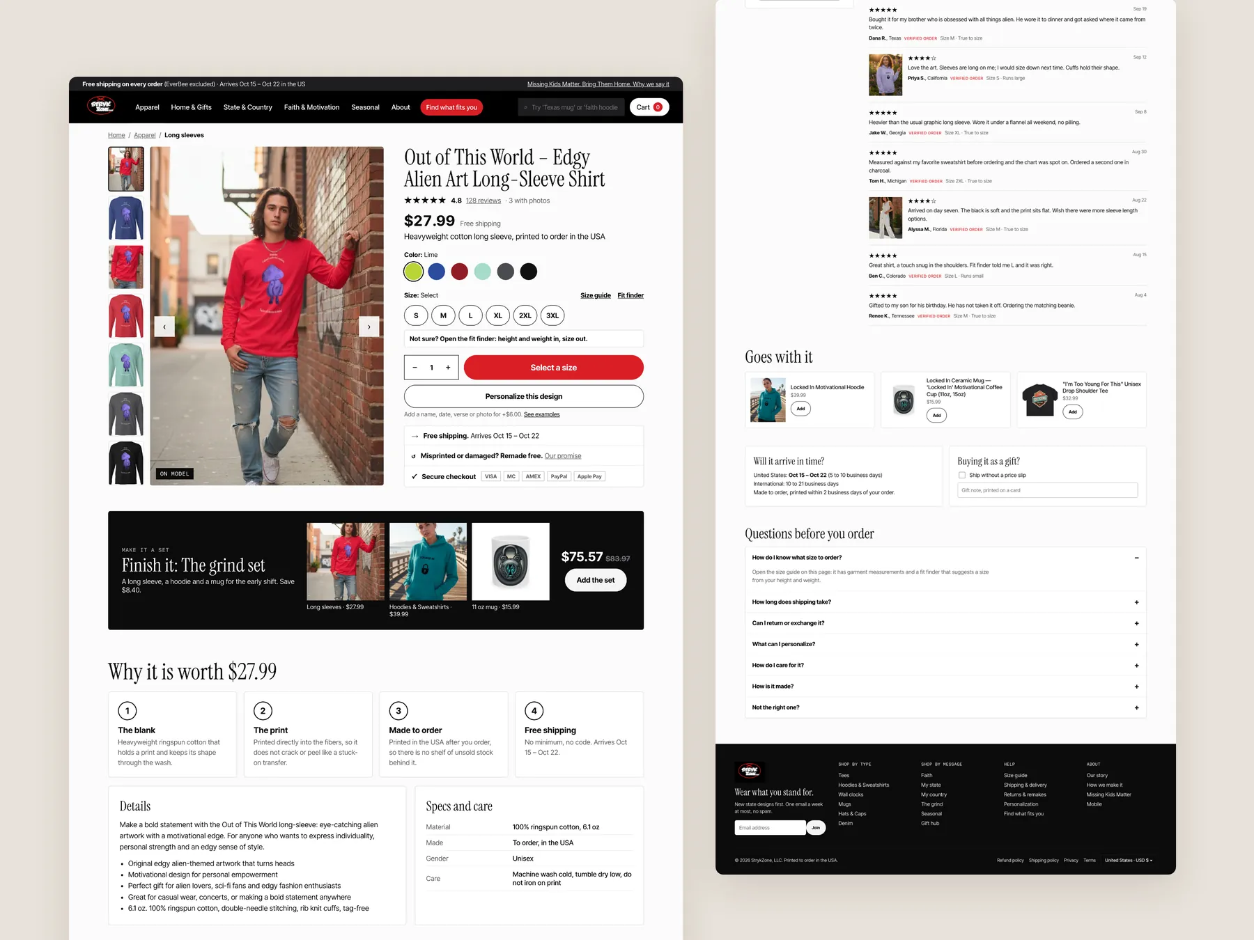 StrykZone concept redesign: Product page, two tall columns