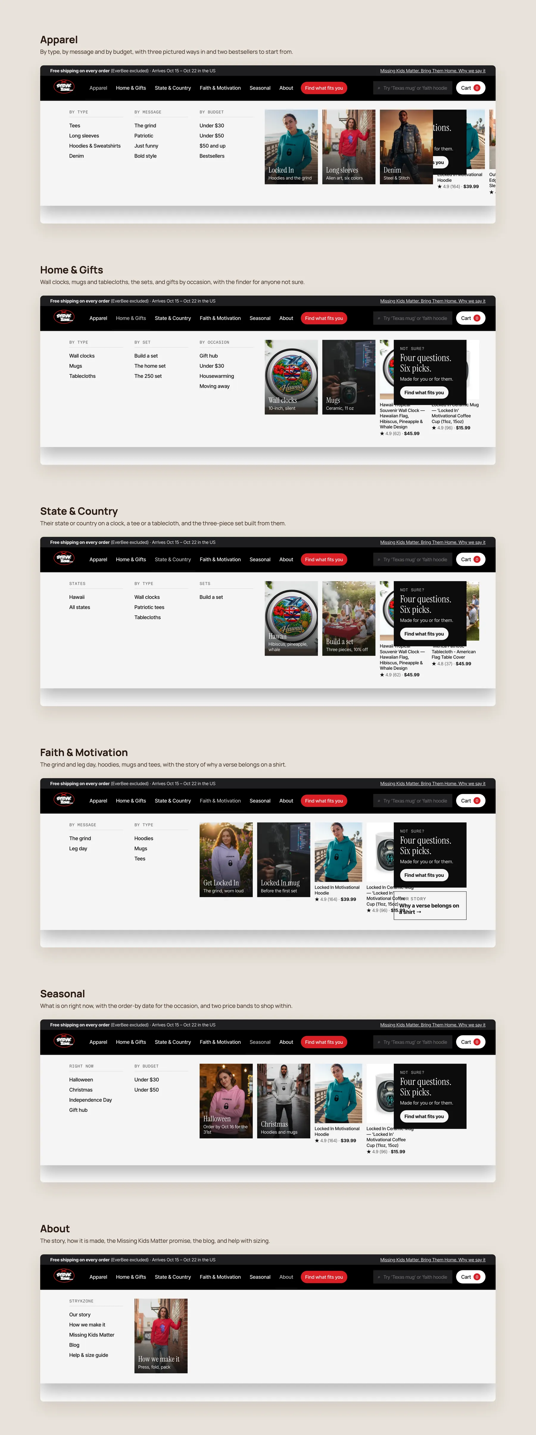 StrykZone concept redesign: Mega menu, every panel open