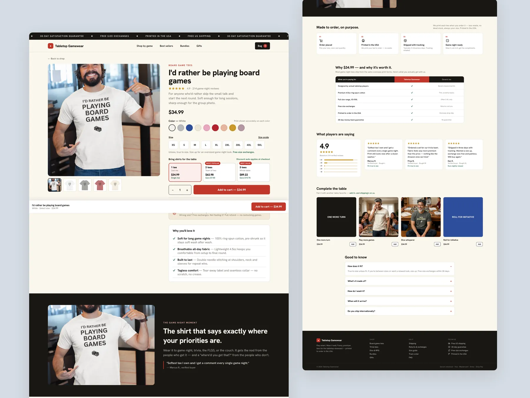 TableTop concept redesign: Product page, two tall columns