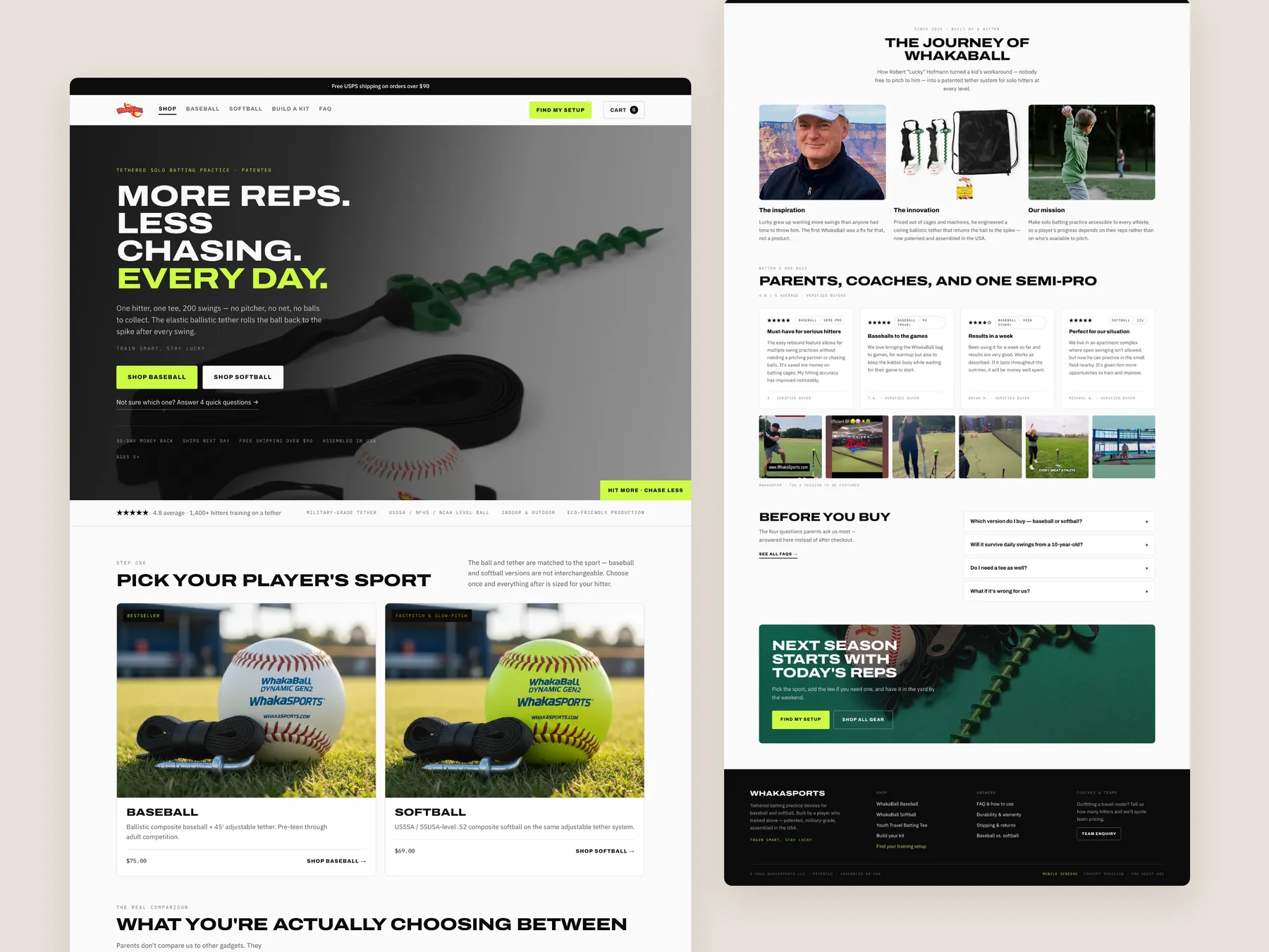 WhakaSports concept redesign: Homepage, two tall columns