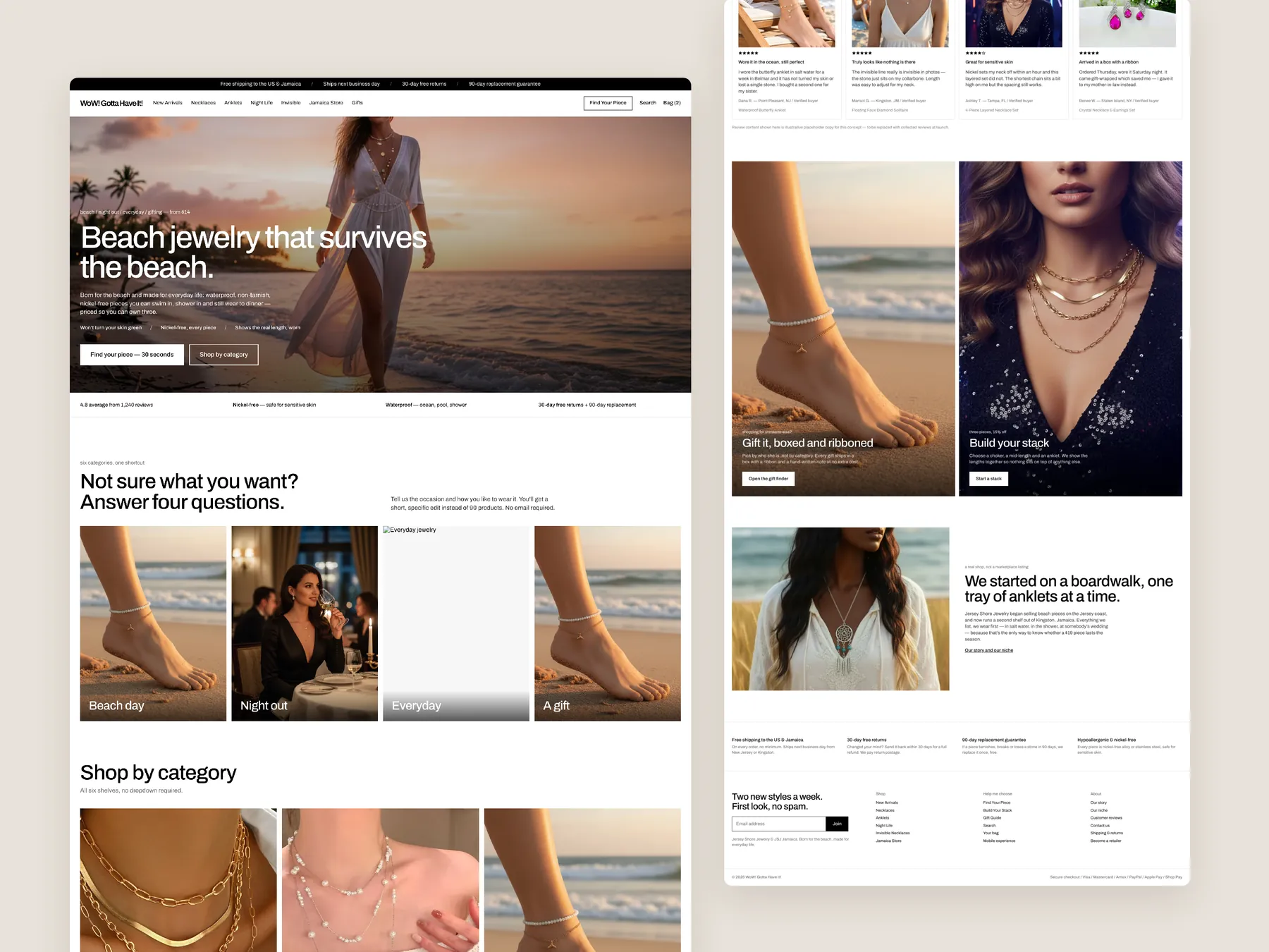 WoW! Gotta Have It! concept redesign: Homepage, two tall columns
